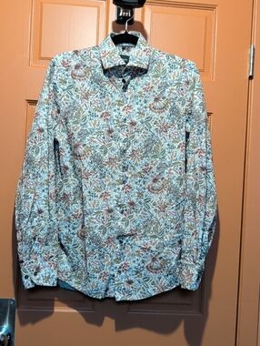 Ventti Men's Floral Button-Down Shirt in Cream and Brown